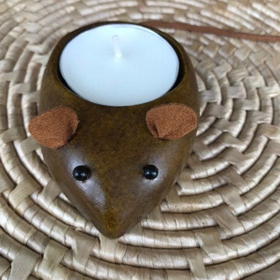 Mouse tea light holder candle natural living woodland animal Etsy