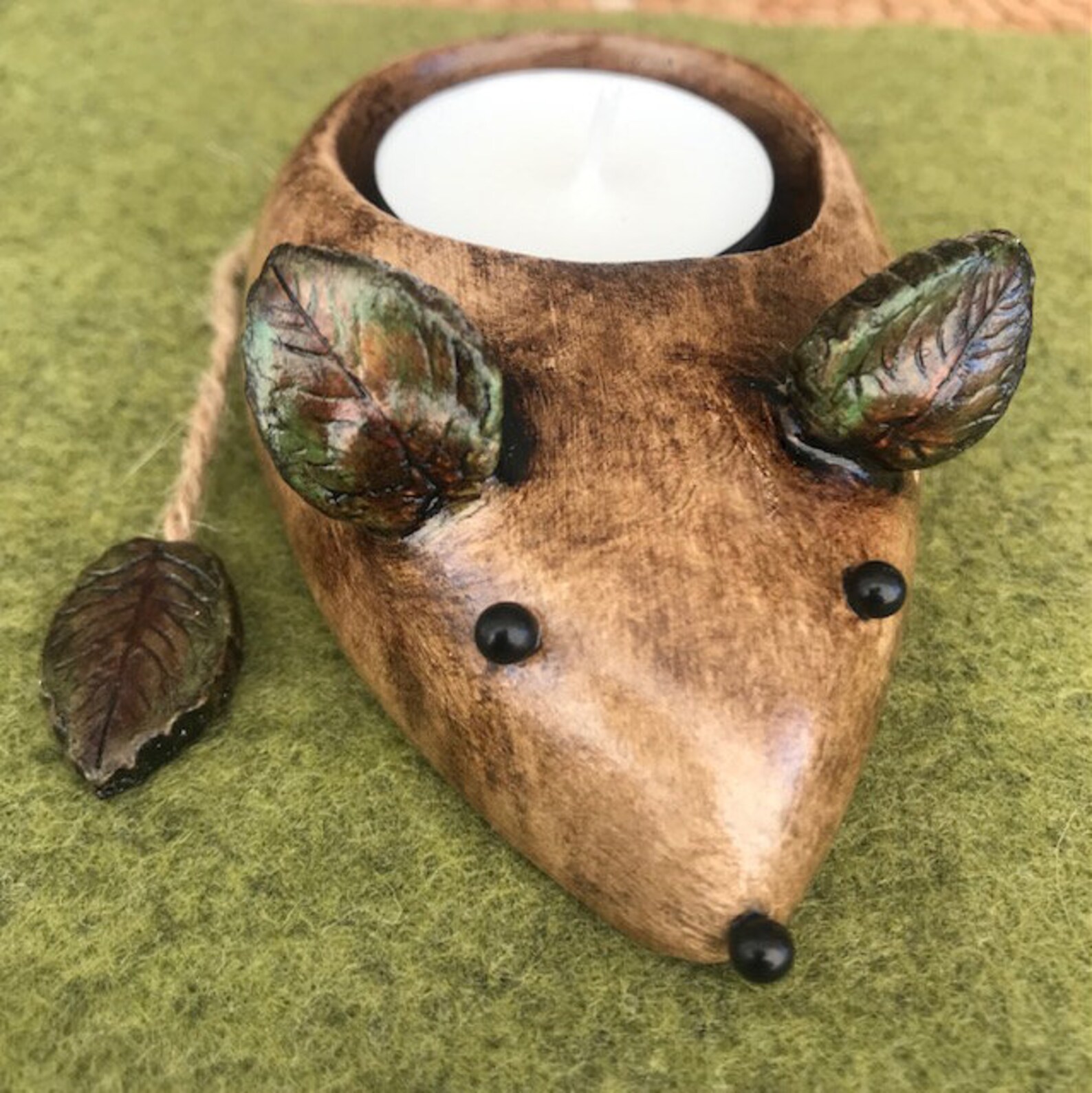 Mouse tea light holder candle natural living woodland animal Etsy
