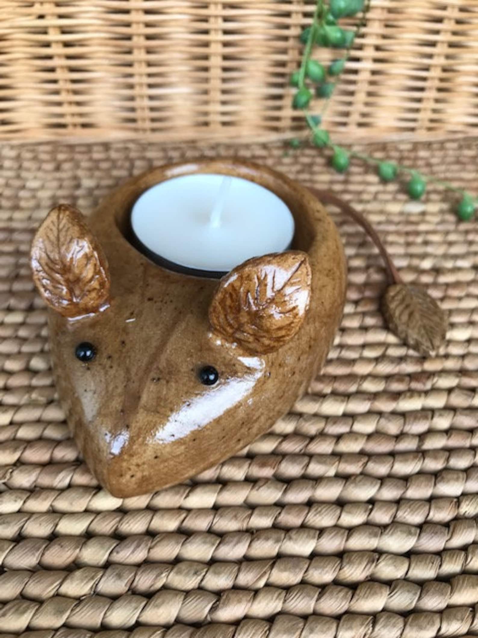 Mouse tea light holder candle natural living woodland animal Etsy