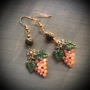 Vintage Moonglow Grape Aromatherapy Earrings