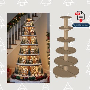 DIY-kerstdorp-displayboom DIY-plannen CNC-snijbestanden (digitale download)