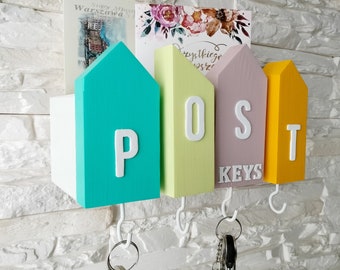 Entryway Key organizer, Mail holder Key hook for wall, housewarming gift