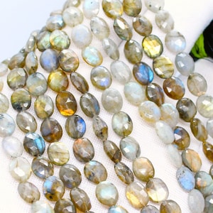 Natural Labradorite Faceted Oval 8X10mm Handmade Briolette Beads, AAA+ Labradorite Fire Oval Beads, Labradorite Beads for DIY Jewelry Making