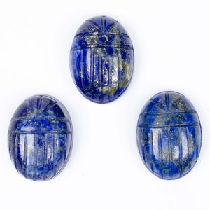 Lapis Lazuli Scarab Carving Cabochon, Beetle Carved Blue Lapis Crystals, AAA+ Lapis Lazuli for Jewelry Making in Bulk, Egyptian Scarab Lapis