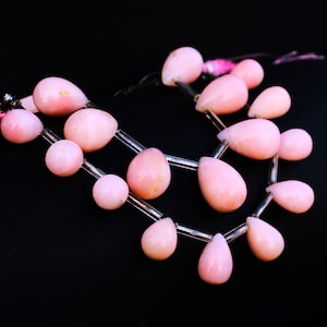 Natural Pink Opal Smooth Teardrops 8X12mm Beads, AAA+ Natural Pink Opal Smooth Drops Beads, Pink Opal Beads for Jewelry Making