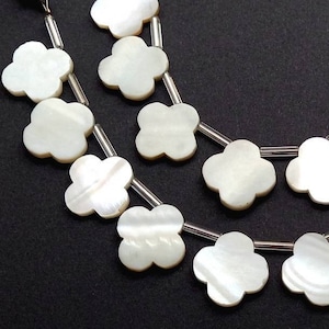 Natural Mother of Pearl Smooth Carved Clover 17mm Beads, AAA+ Mother of Pearl Clover Beads, Mother of Pearl Beads for DIY Jewelry Making
