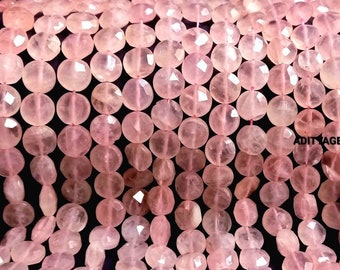 Natural Rose Quartz Faceted Round 8mm Briolette Handmade Beads, AAA+ Quality Natural Rose Quartz Round Beads, Rose Quartz for Jewelry Making