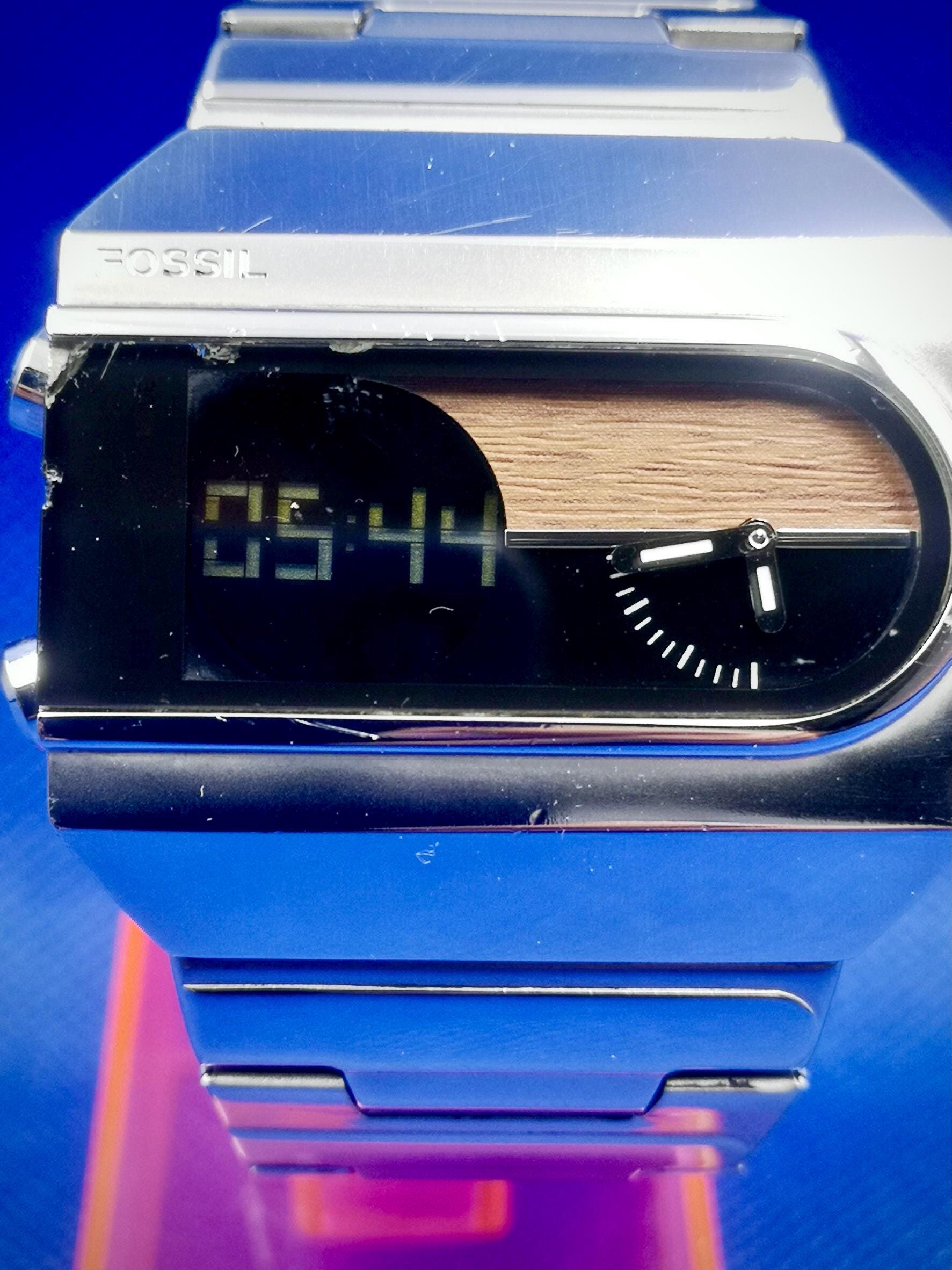 Vintage and Rare Fossil Two Systems Men's Quartz Watch. JR