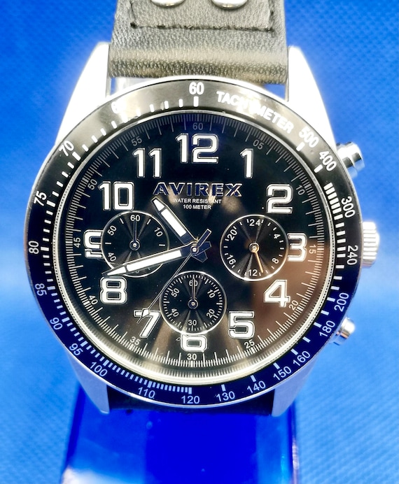 Vintage AVIREX Chronograph Men's Quartz Watch. AX007M - Etsy