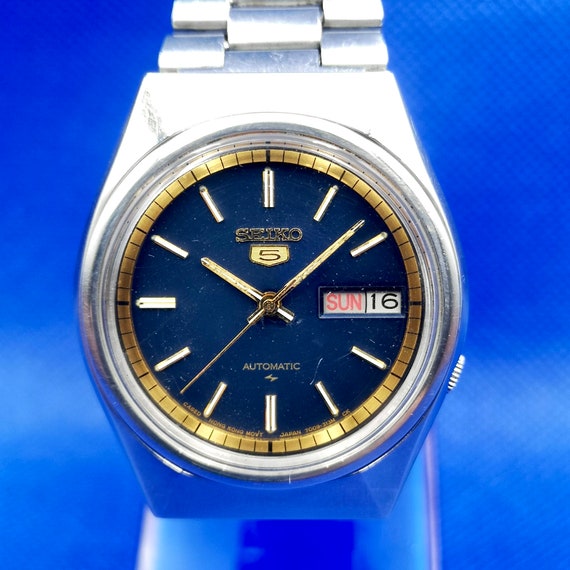 Vintage Seiko 5 Automatic Blue Face Watch. Etsy Canada