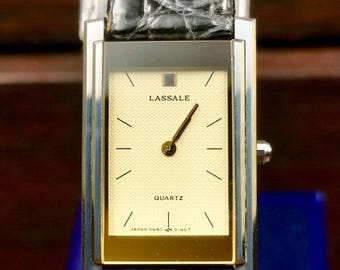 Vintage very rare Men's Lassale (Seiko) Silver tone quartz watch