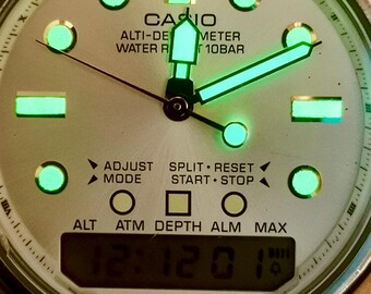 CASIO AW-710 AW710 カシオ VINTAGE ビンテージ 青 茶 Vintage and Rare Casio ALTI-DEPTH METER AW-710 Analog