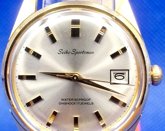 Vintage and Rare Seiko Sportsman Diashock 17 Jewels Hand Vintage and Rare Seiko Sportsman Diashock 17 Jewels Hand