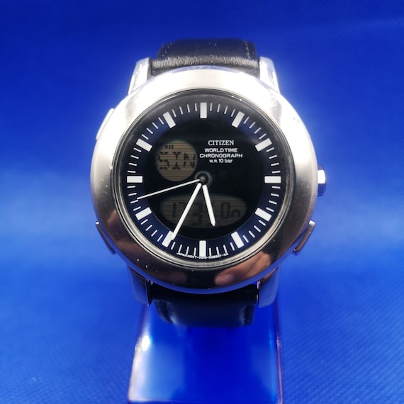 Vintage and Rare Citizen U010 S005434 World Time Chronograph Mens Quartz Watch. Etsy