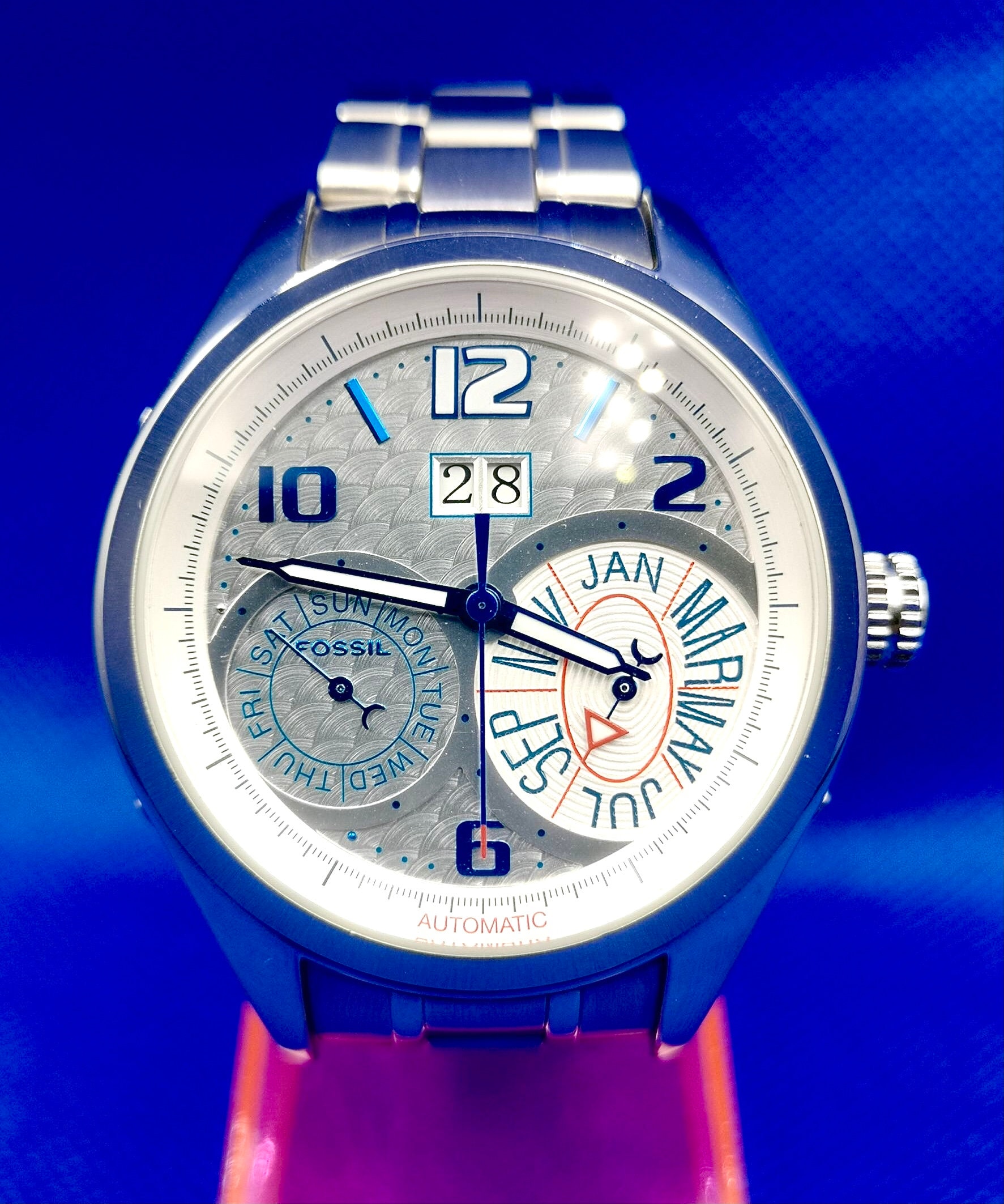Vintage and Rare Fossil Automatic Mens Watch. Nice Designed of Dial. Special and Rare. Etsy