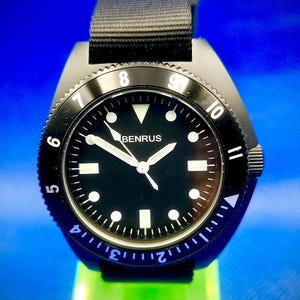 Vintage and Rare BENRUS Type-I Class A watch. Military Style Men quartz watch.