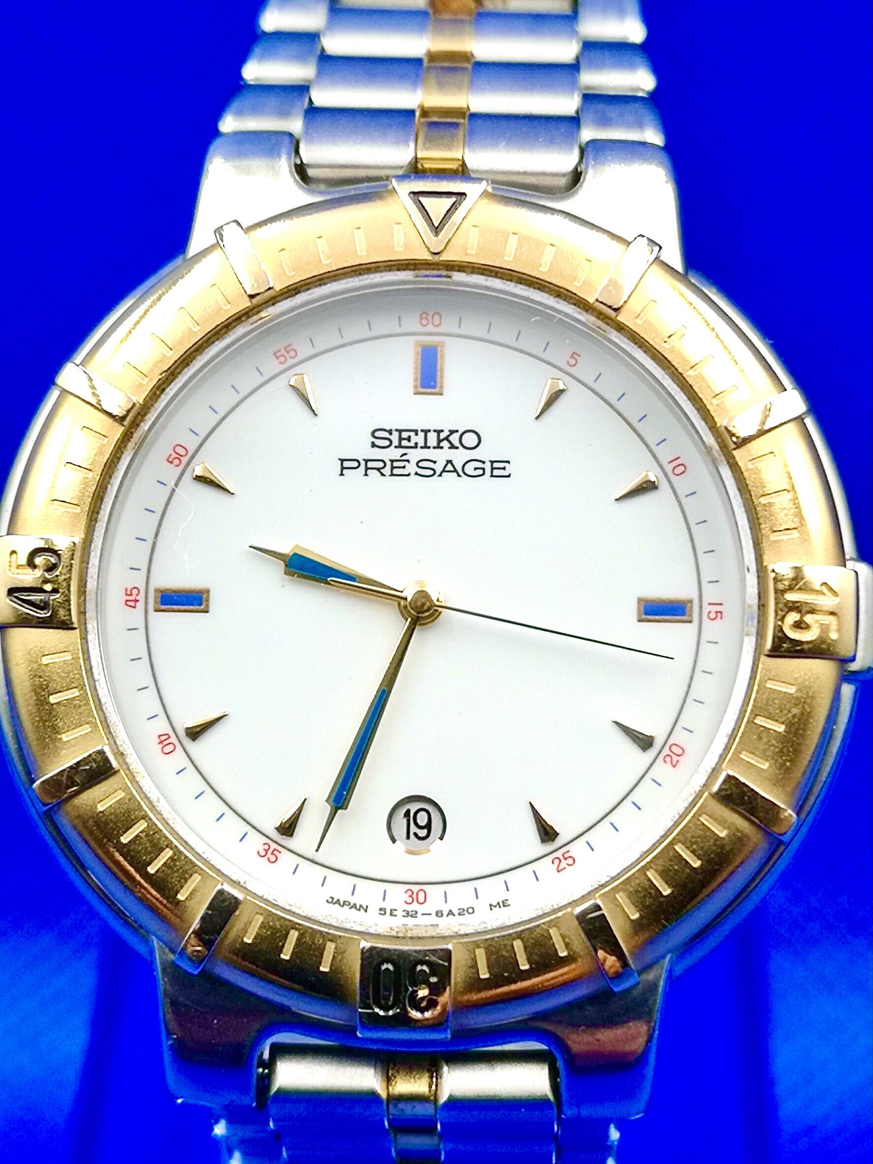 Vintage Seiko Presage Men Quartz Watch. 5E32 6A00 Antimagnetic 60G Etsy