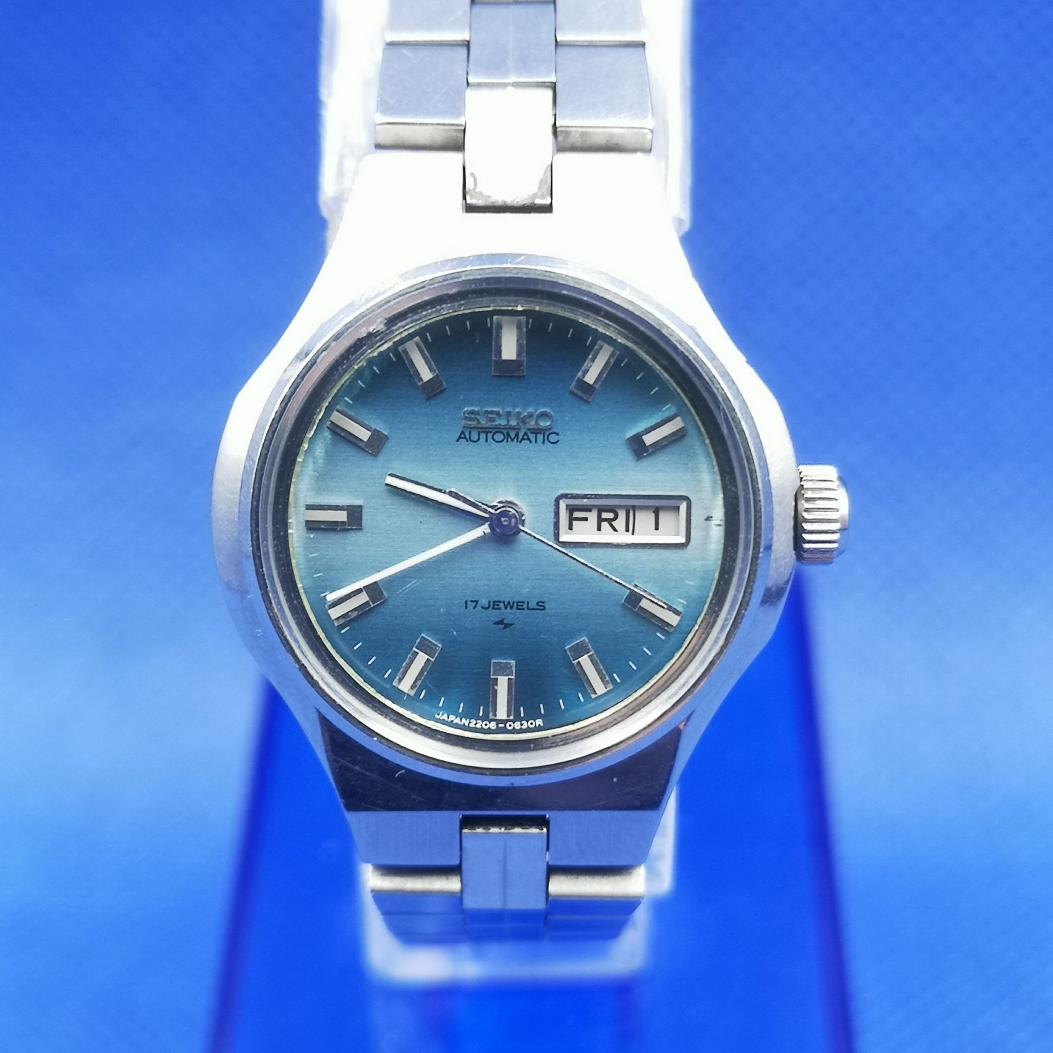 Vintage Seiko Automatic Blue Face Lady Watch - Etsy Vintage Seiko Automatic Blue Face Lady Watch - Etsy