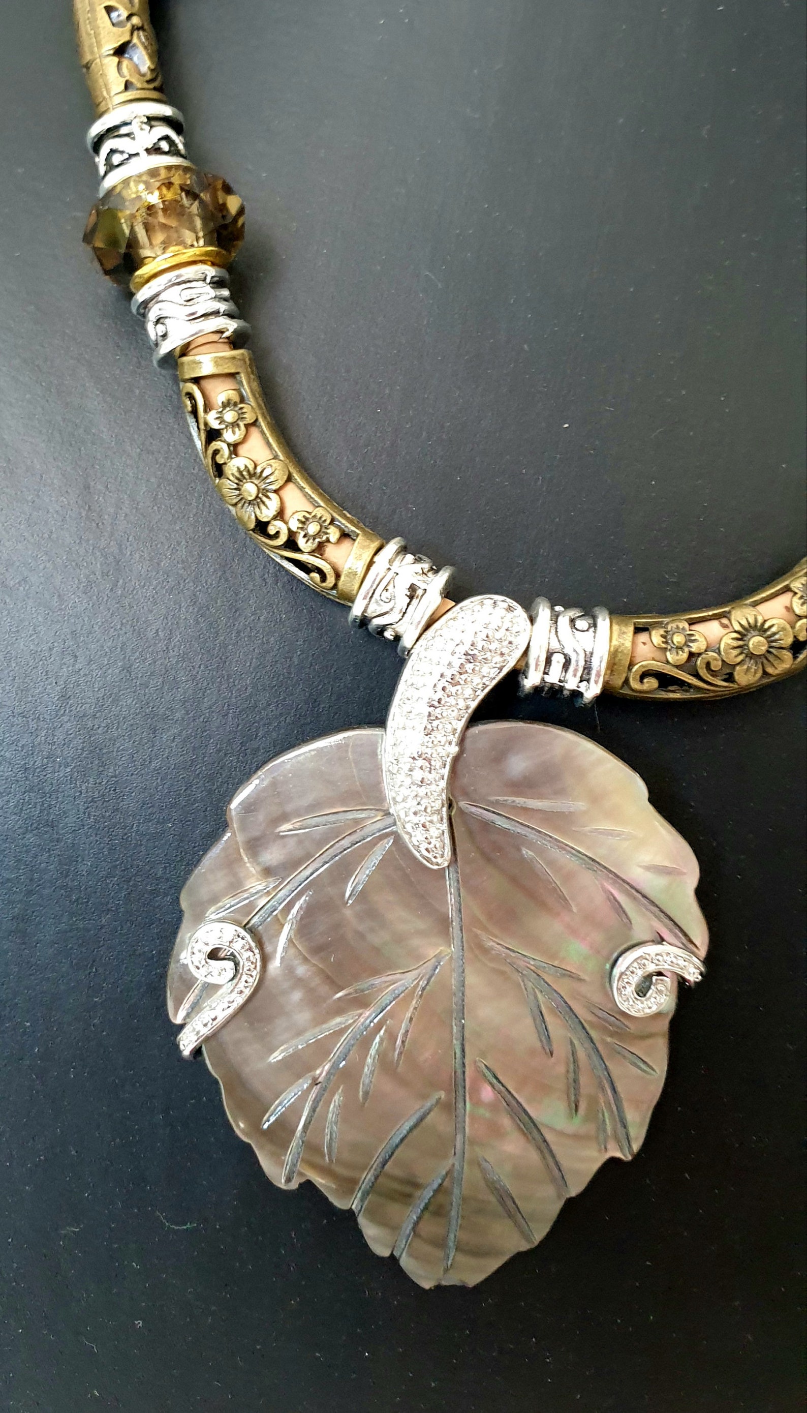 Handmade Sustainable Cork Necklace With Shell Leaf Pendant Etsy Canada