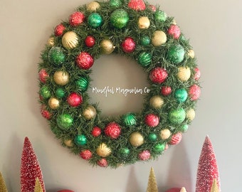 Christmas Ornament Wreath, Holiday Wreath, Christmas Decor