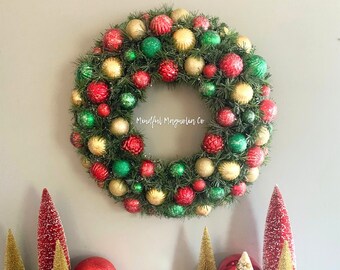 Christmas Ornament Wreath, Holiday Wreath, Christmas Decor