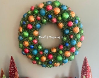Winter Wreath, Door Wreath, Bright Holiday Decor