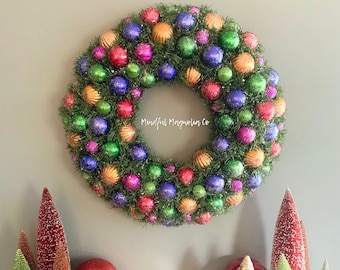 Winter Wreath, Door Wreath, Holiday Decor, Multi Color Wreath