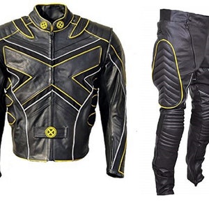 Bestzo Men's Fashion Handmade Motorbike X Men 3 Wolverine Last Stand Motorcycle Leather suit Black