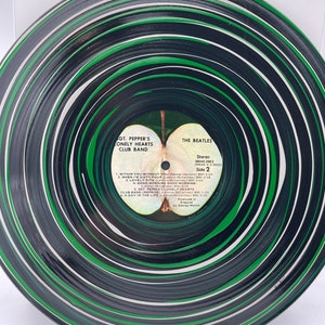 Pepper: Handpainted Beatles Sgt Pepper vinyl framed*