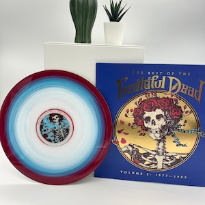 Grey: *framed WITH album cover*. Hand-painted Grateful Dead vinyl record