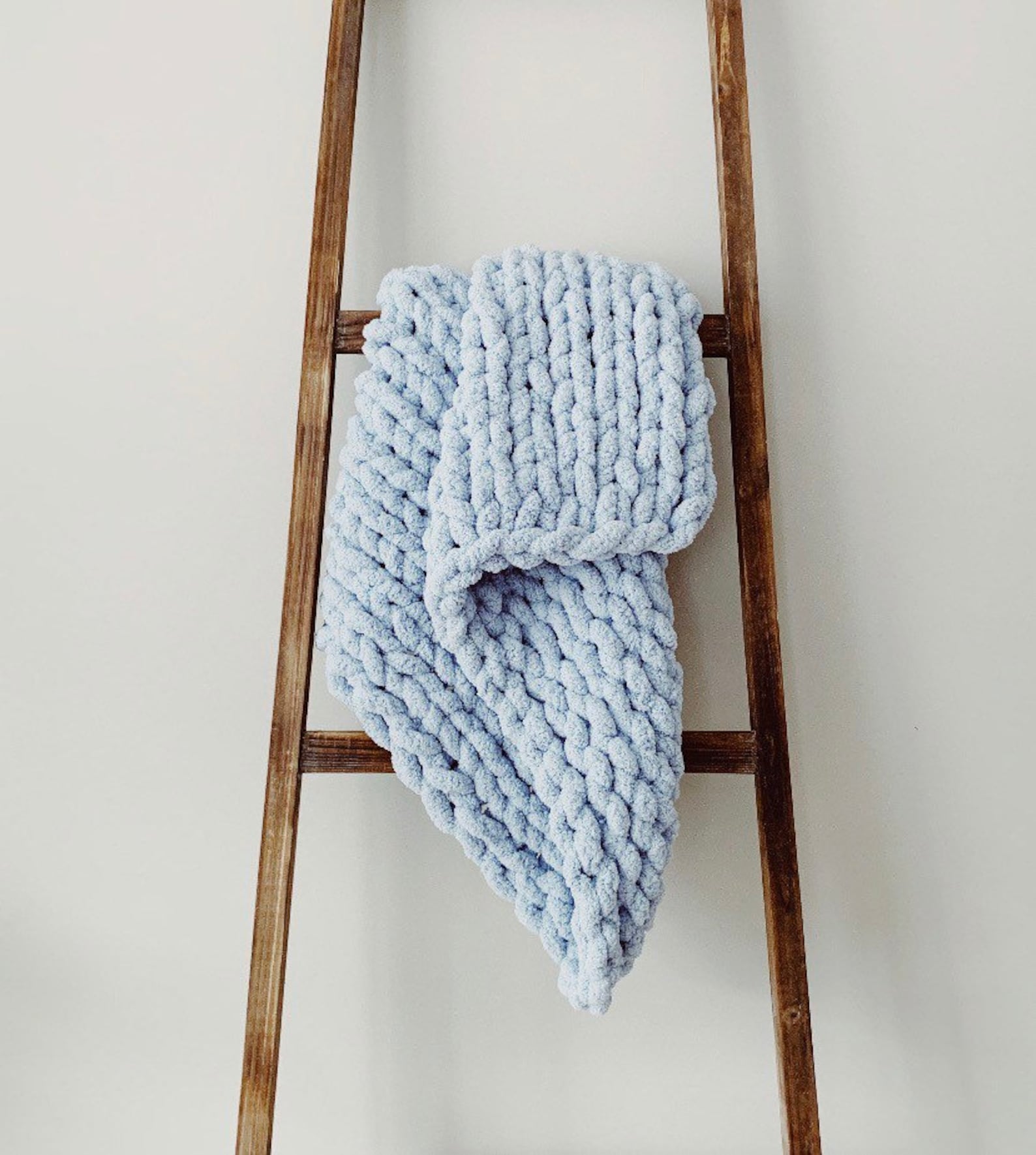 Light Blue Chunky Knit Blanket Chunky Knit Blanket Chenille Etsy