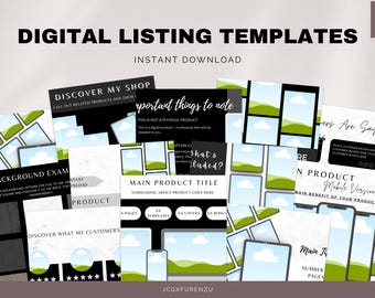 Paquete de 155 maquetas de anuncios de Etsy con derechos de marca maestra y privada, maquetas de productos digitales para renovar y revender, plantillas de Canva de Etsy DFY MRR