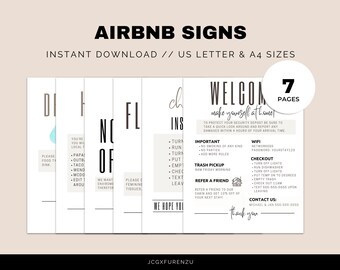 Letreros de Airbnb, plantilla, digital, descarga instantánea, vacaciones, apartamento,