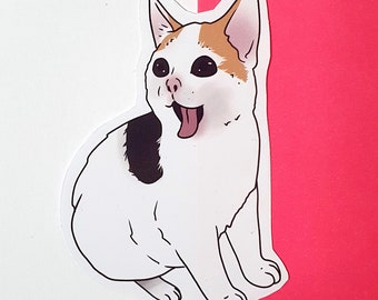 Cat Yes Banana meme | laminated sticker