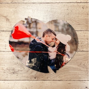 Quebra-cabeça de foto personalizado, quebra-cabeça do dia dos namorados, quebra-cabeça personalizado, quebra-cabeça em forma de coração, presente personalizado de coração de amor com sua foto ou arte