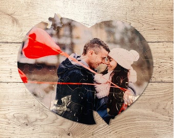 Personalized Heart Photo Puzzle, Custom Valentine's Day Gift