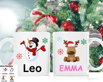 Funny Christmas Mug, Secret Santa Gift, Reindeer Mug, Personalized Hot Chocolate Mugs