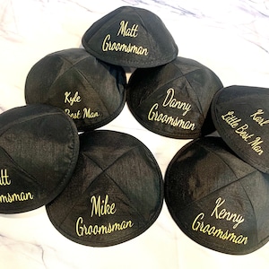 Personalized Kippah, yarmulke, Jewish Name, Toddler Kippa ,Youth kippah ,Adult Yarmulke Linen Kippa, yarmulke, Jewish Name on Kippah