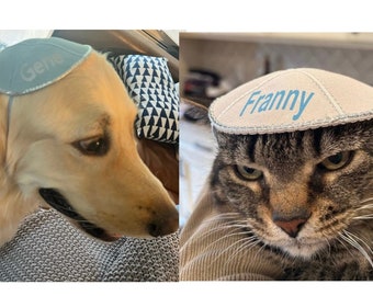 personalized Pet Kippah, dog Kippah, cat Kippah, custom dog yarmulke, custom cat yarmulke