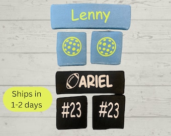 Personalized Sweat HEADBAND & WRISTBAND SET - Custom Text or Design on Headbands - Wristbands