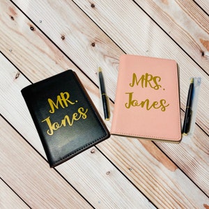 Personalized Passport Holder For Honeymoon, Newly Wed, Bridal Shower, Custom Bride Gift, Wedding Gift, Anniversary Gift
