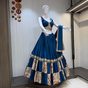 navy blue garba dress Dark Blue Color Rayon Stitched Navratri Chaniya Choli