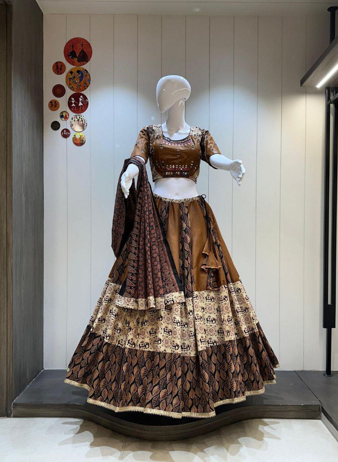 Multi Chaniya Choli for Navratri Patola Lehenga 3 Pc Readymade Garba