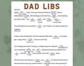 Dad Libs—Funny Digital Father's Day Card, Interactive Father's Day Card, Unique Father's Day, Father's Day Activity, Fill in the blank card