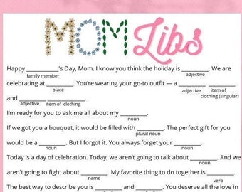 Mom Libs—Funny Digital Mother's Day Card, Interactive Mothers' Day Card, Unique Mother's Day, Mother's Day Activity, Fill in the blank card