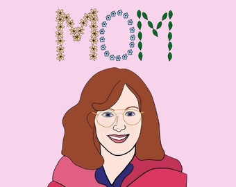 Mother's Day personalized illustration, mother's day cartoon, Mother's Day custom digital art