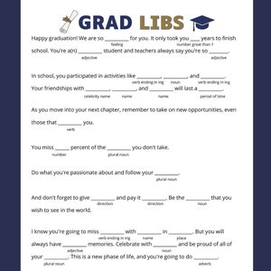 Grad Libs—Funny Graduation Card, Interactive Graduation Card, Unique Graduation Card, Graduation digital download, Printable Graduation Card