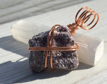 Spiritual Rainbow Moonstone Necklace Metaphysical Copper Wrap Raw Crystal Crystal Necklace Wire Wrap Pendant