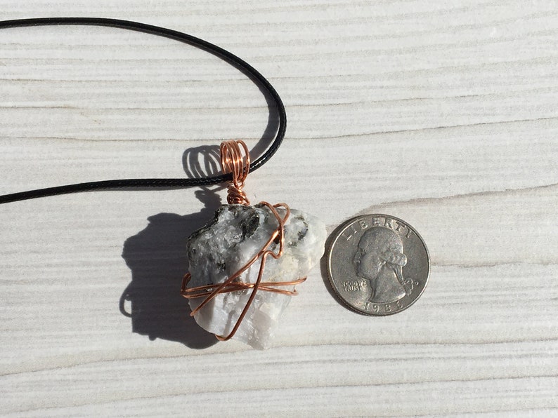 Spiritual Rainbow Moonstone Necklace Metaphysical Copper Wrap Raw Crystal Crystal Necklace Wire Wrap Pendant