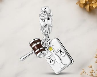 Law And Justice Genuine 925 Sterling Silver for Charm Bracelet